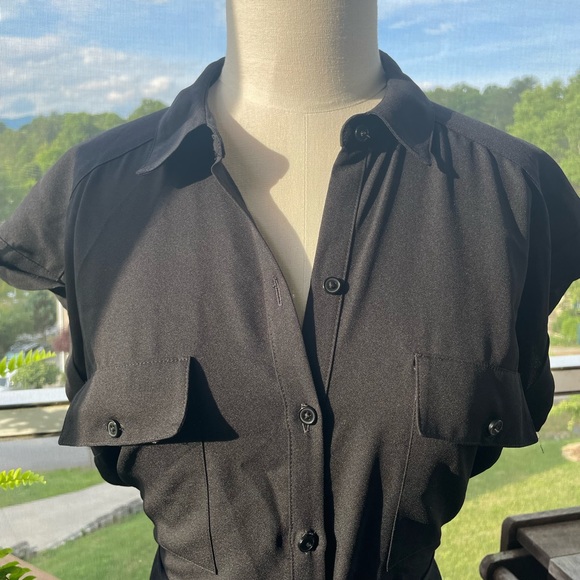 Women’s Black Button-up Dress with Collar - Picture 2 of 6